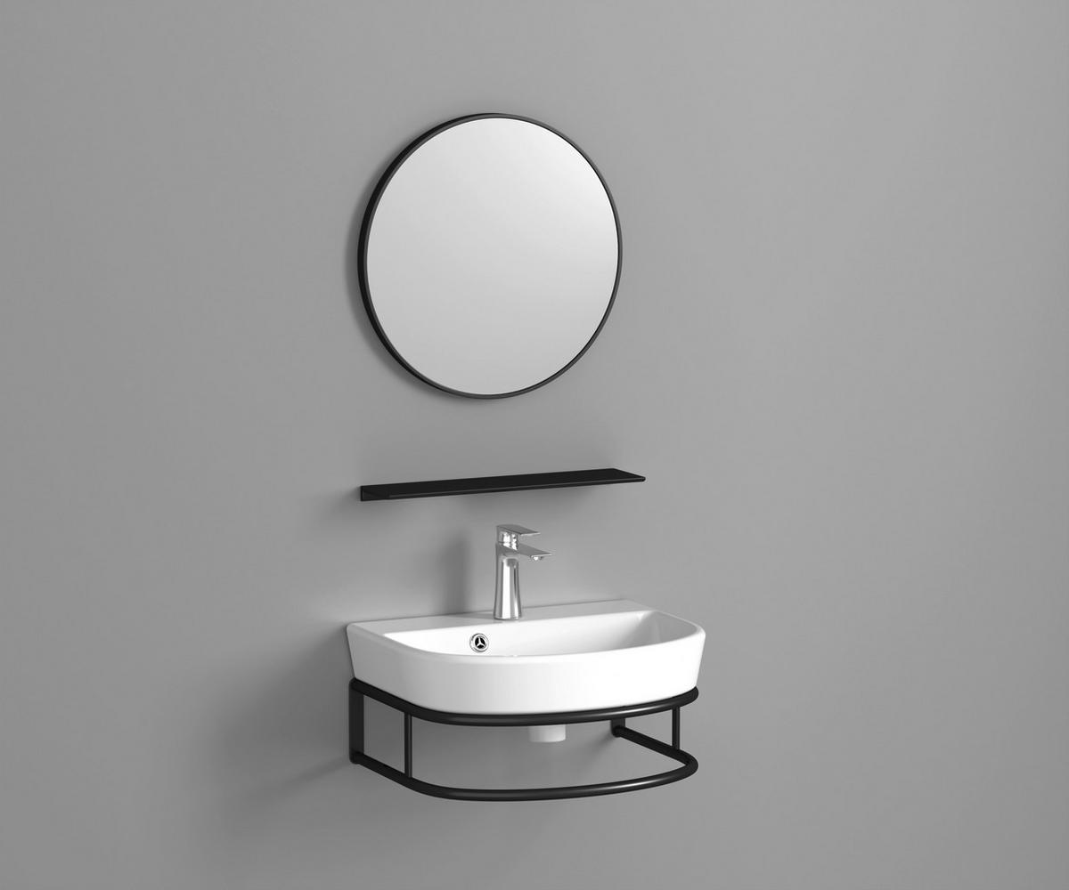 Waschbecken Delta 45 - Schwarz/Weiß, KONVENTIONELL, Keramik/Metall (45/12/36cm) - Sanotechnik