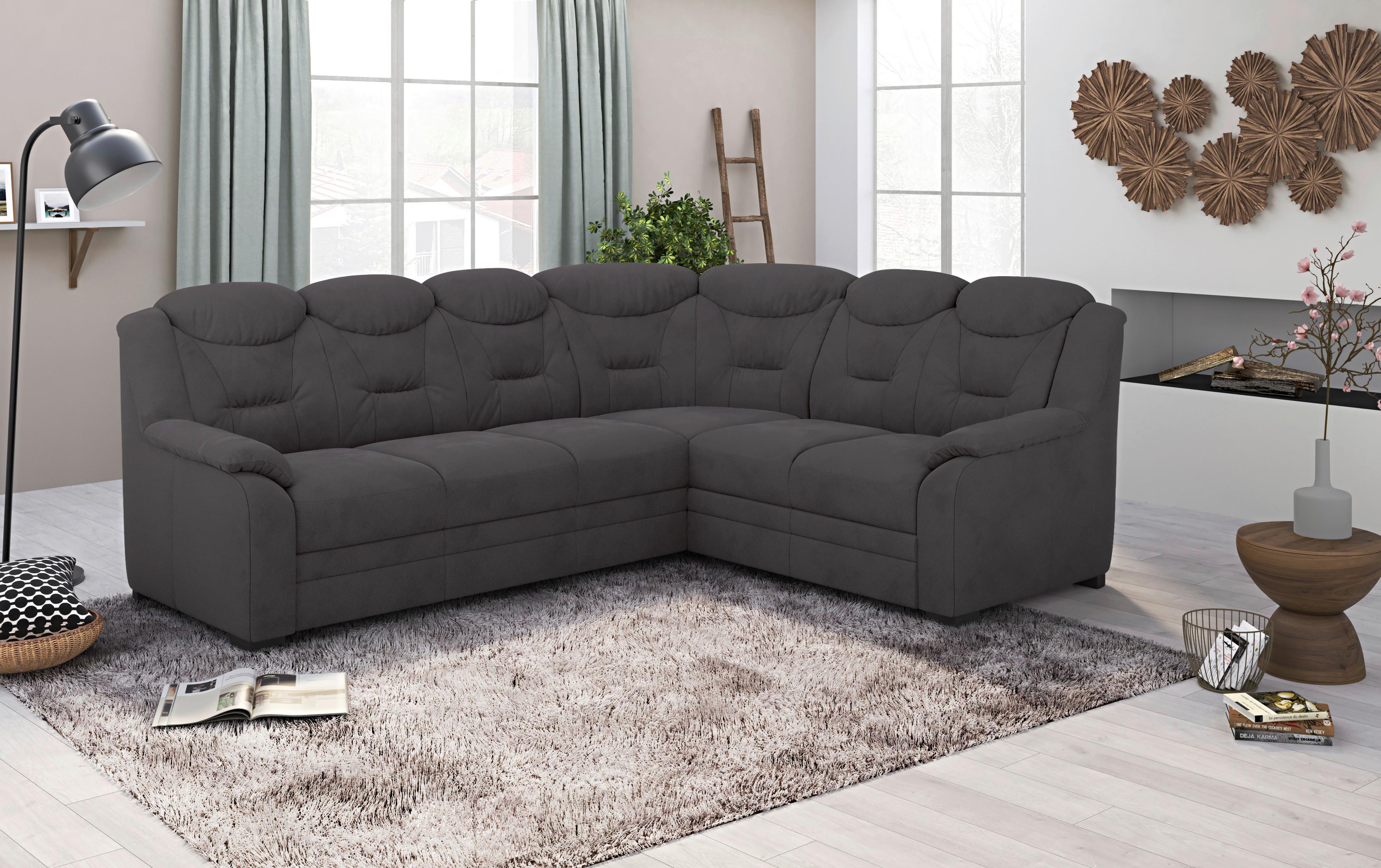 Ecksofa Marcus - Anthrazit/Schwarz, Basics, Textil (263/211cm) - MID.YOU