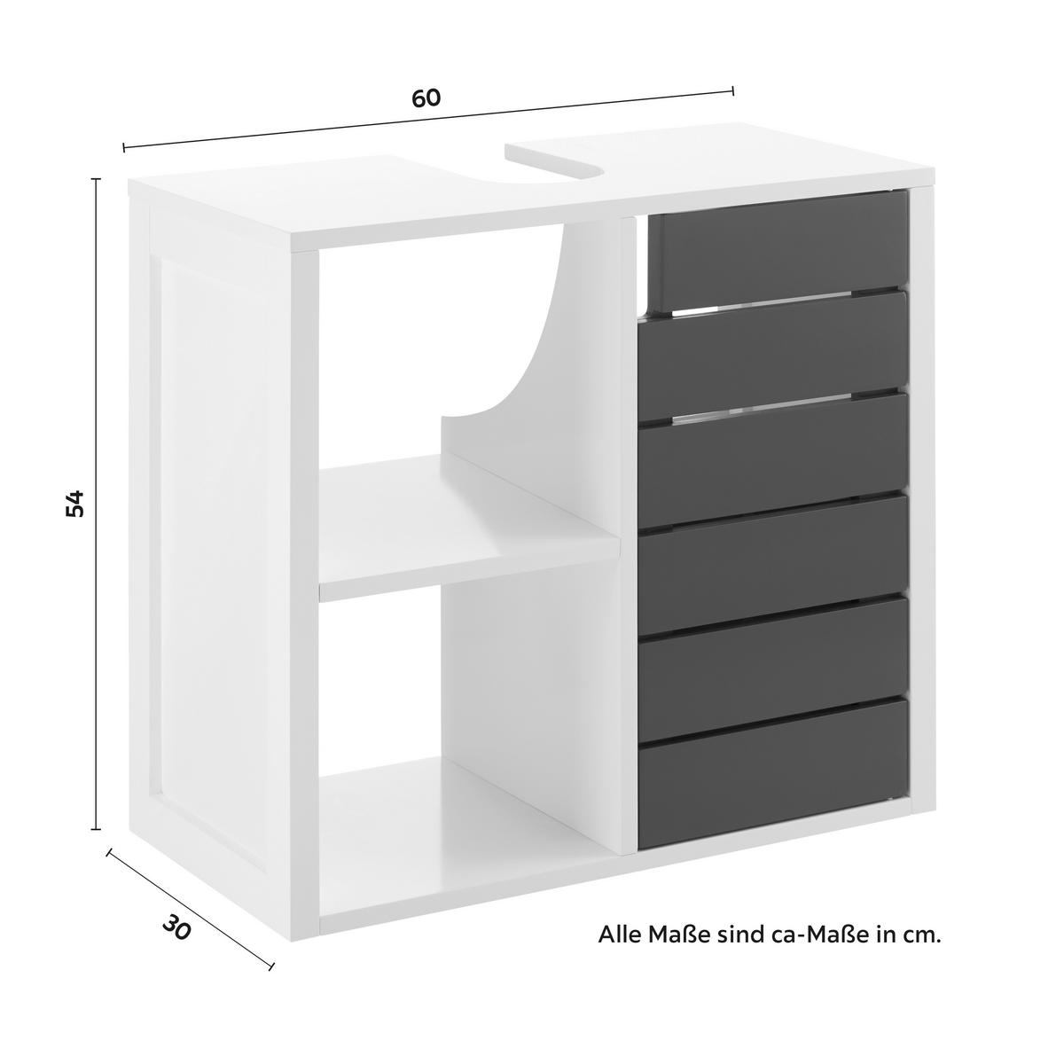 Skříňka pod umyvadlo TIA - šedá/bílá, Moderní (60/54/30cm) - P & B
