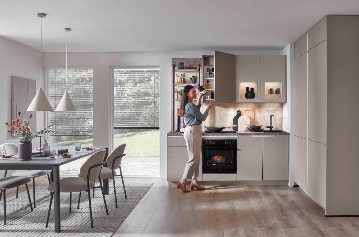 Eckküche Sidney - Hellbraun/Dunkelbraun, MODERN, Holzwerkstoff (273,2/218,1cm) - Vertico