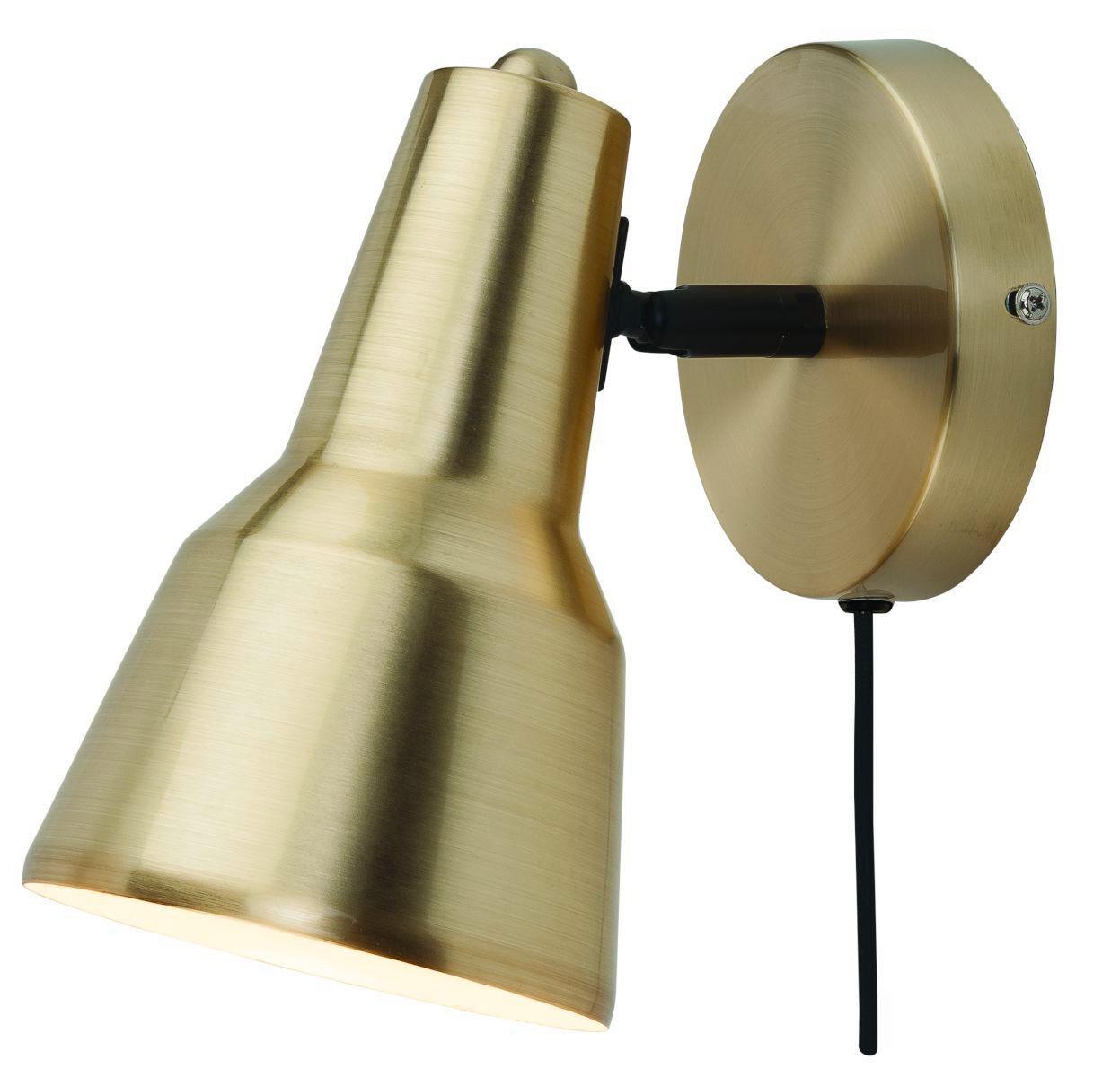 Wandleuchte Valencia 1-Flammig drehbar mit Schnurschalter - Goldfarben/Schwarz, Design, Metall (13,5/21,5/20cm) - It's about Romi