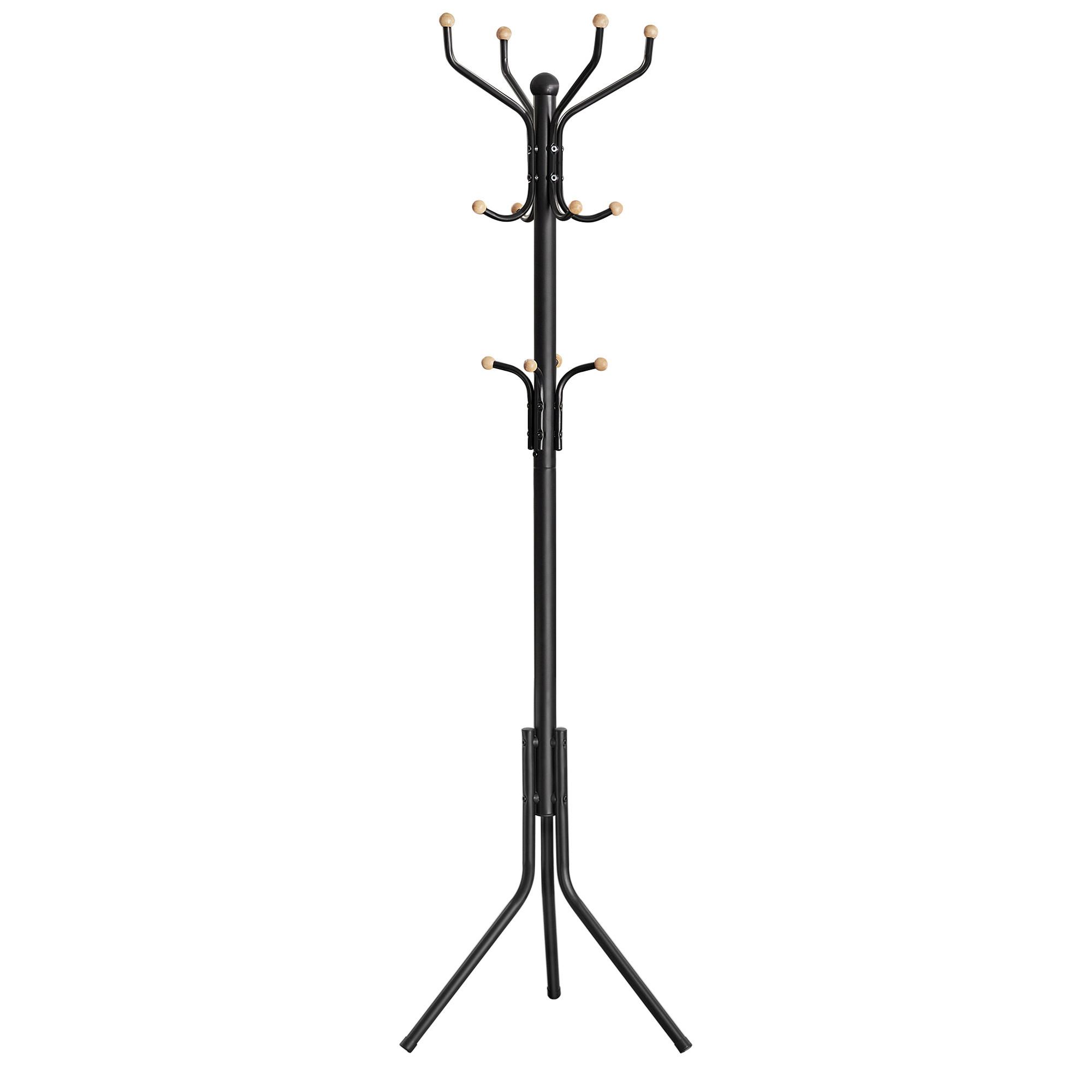 Garderobenständer mit 12 Kleiderhaken, H: 182 cm - Schwarz, Trend, Metall (44/182/44cm) - Boxxx