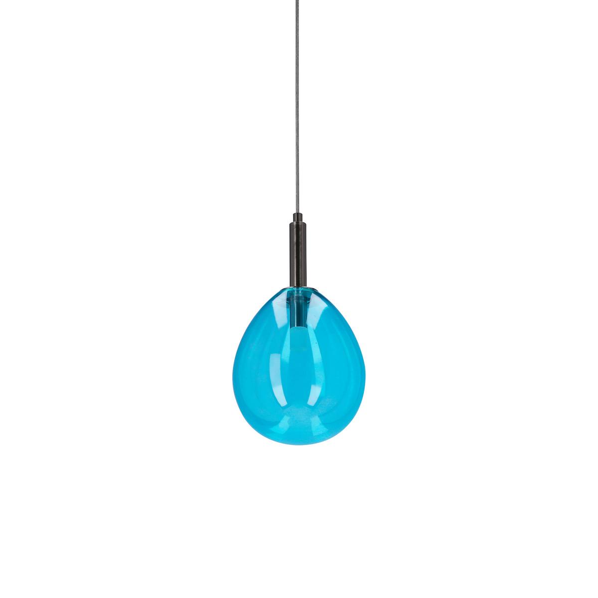 LED-Hängeleuchte 50133210 Lukka - Chromfarben/Hellblau, Design, Glas/Metall (18/18/115cm)