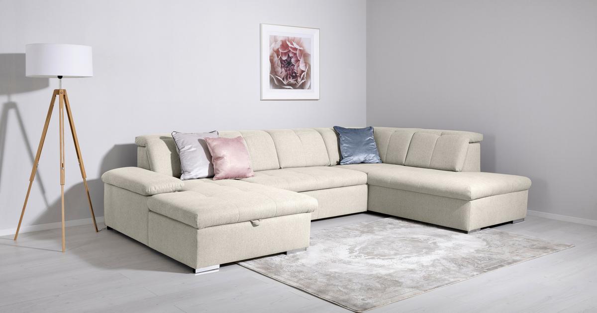 Wohnlandschaft Ramzes Beige U: 173x328x215 cm - Beige/Grau, Design, Textil (173/328/215cm) - MID.YOU