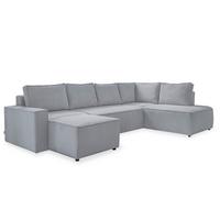 Rohová sedačka OLIVER, světle šedá, manšestr, pravá - černá/světle šedá, Design, textil/plast (156/322/194cm) - MID.YOU