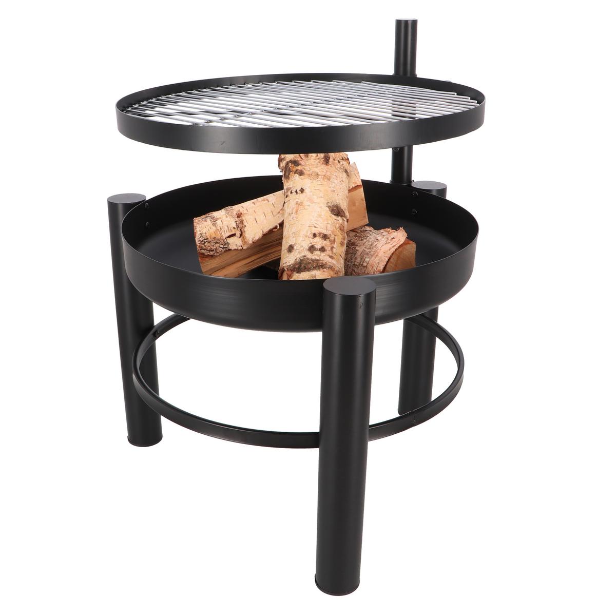 Feuerschale Feuerschale Mit Bbq-Rost S - Schwarz, LIFESTYLE, Metall (66,5/69/54cm)