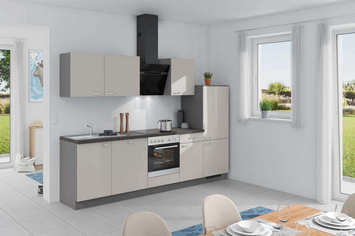 Küchenzeile Win Mit Geräte 280 Cm Crema / Anthrazit - Anthrazit/Creme, Basics, Holzwerkstoff (280cm) - Express