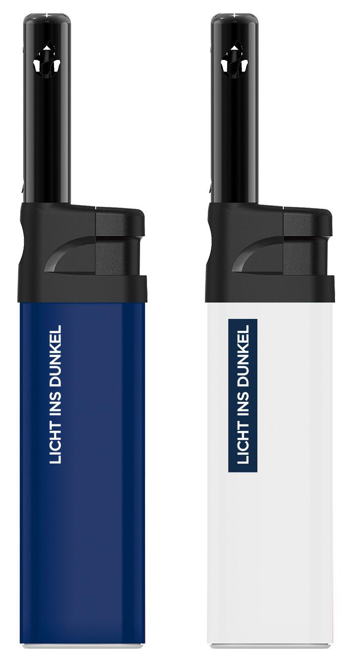 Stabfeuerzeug "licht Ins Dunkel" - Blau/Weiß, Basics (8,4/19,7/23,6cm)