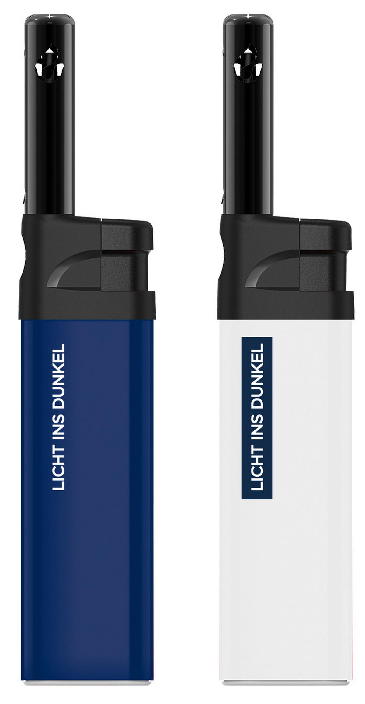 Stabfeuerzeug "licht Ins Dunkel" - Blau/Weiß, Basics (8,4/19,7/23,6cm)