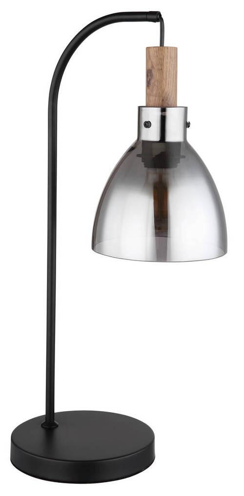Tischleuchte 15550t - Schwarz, Design, Glas/Holzwerkstoff (25/18/55cm) - Globo