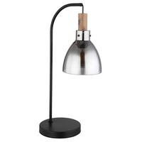 Tischleuchte 15550t - Schwarz, Design, Glas/Holzwerkstoff (25/18/55cm) - Globo