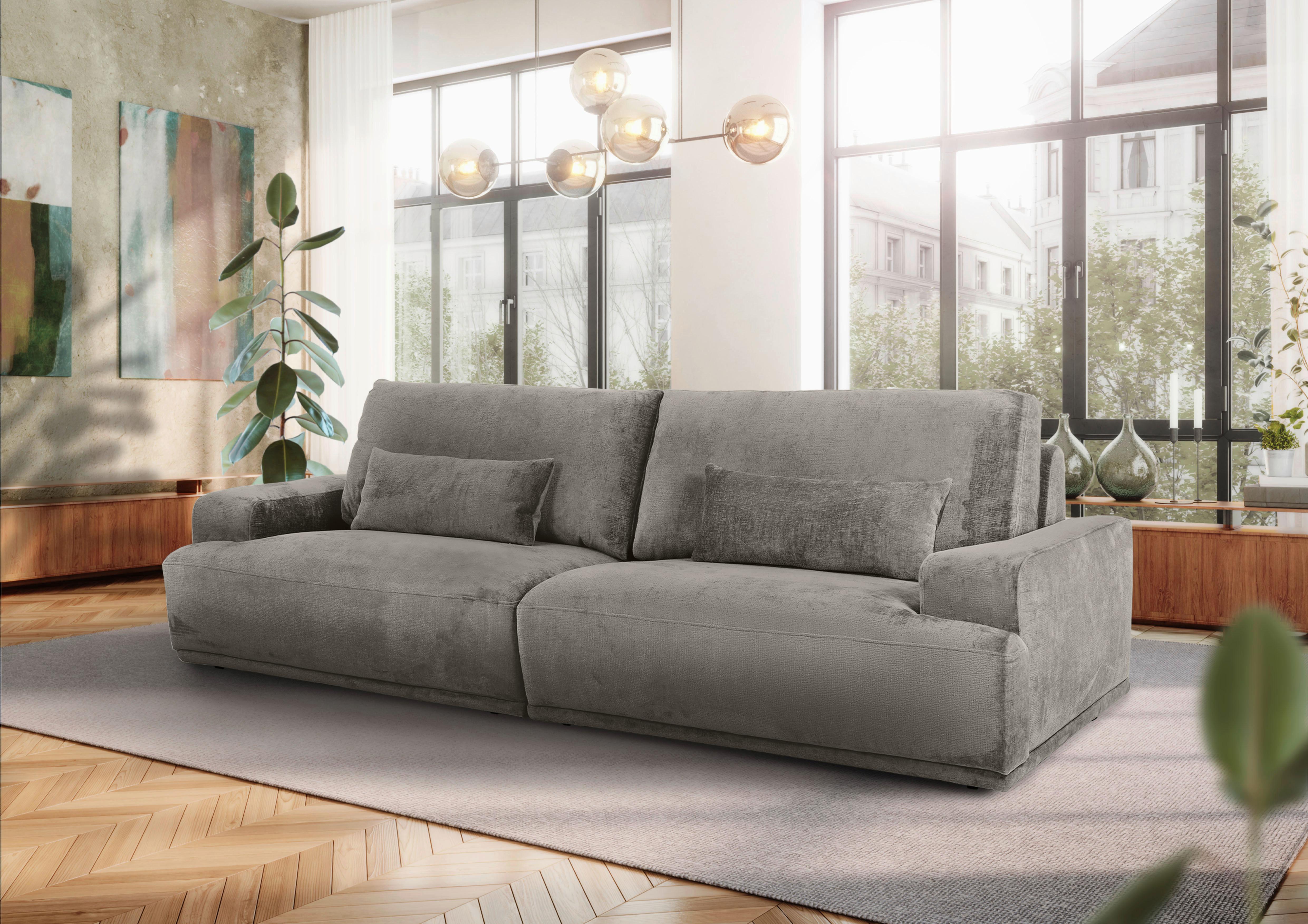 Bigsofa Mezino Hellgrau B: 282 cm - Hellgrau/Schwarz, KONVENTIONELL, Textil (282/73/115cm) - MID.YOU