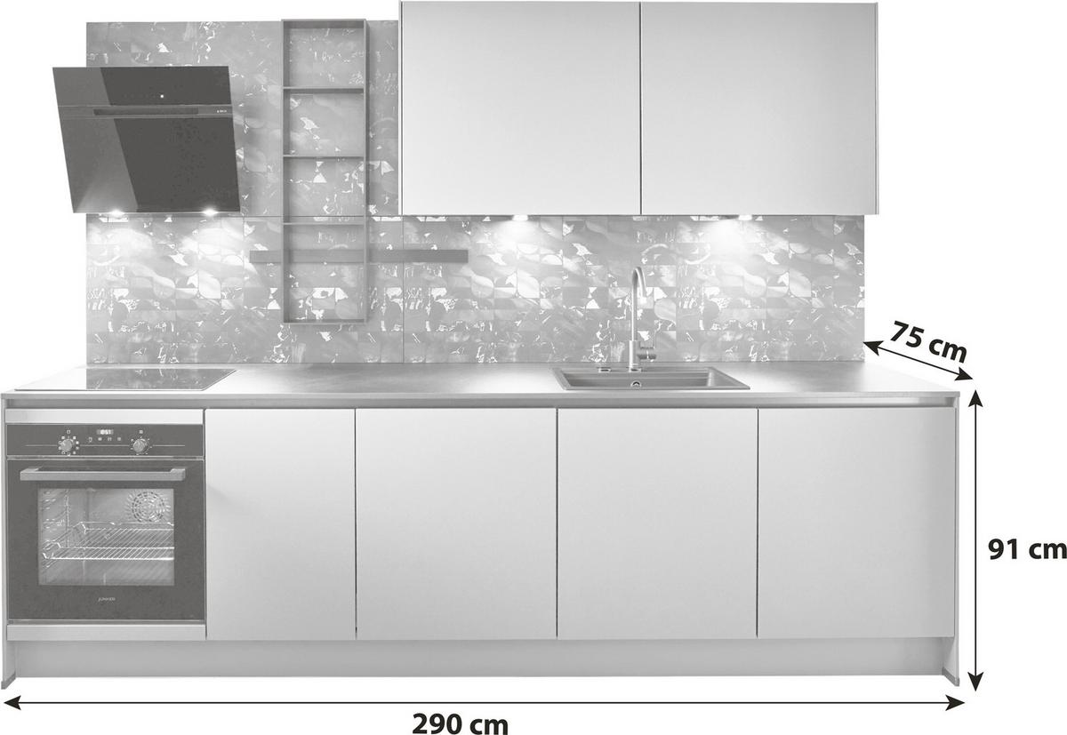Küchenzeile Eastbourne Ohne Geräte B: 290 Cm Mineralgrün - Basics, Holzwerkstoff (290cm) - Vertico