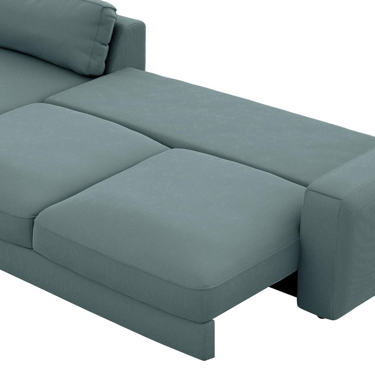 Ecksofa Bourbon Blaugrau S: 176x303 cm - Blaugrau/Schwarz, MODERN, Textil (176/303cm) - Trendmanufaktur