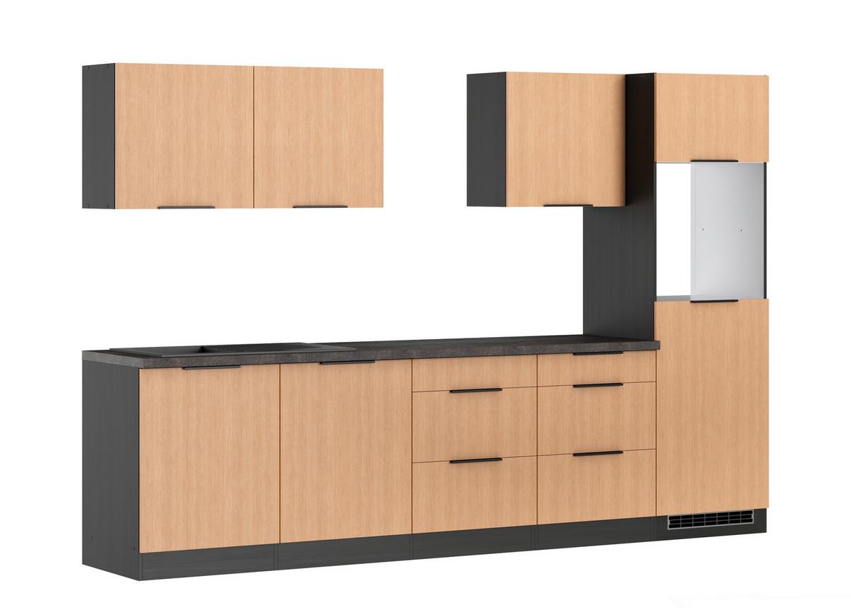 Küchenleerblock Glasgow Eichefarben/graphit B: 300 Cm - Eichefarben/Graphitfarben, LIFESTYLE, Holzwerkstoff (300cm) - Held