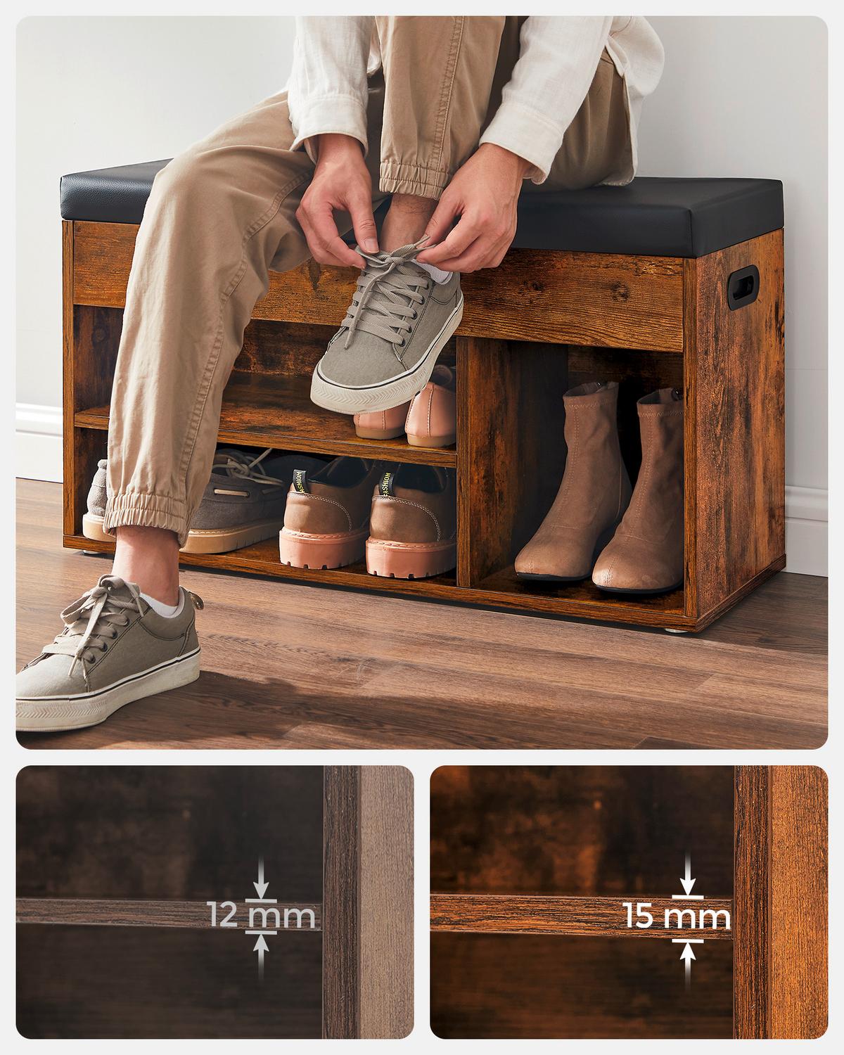 ŠATNÍ LAVICE LHS30BX - černá/hnědá, Trend, kompozitní dřevo/textil (80/44/30cm) - Boxxx