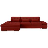 Rohová sedačka SANFINO, ľavá, červená pravá koža - chrómová/červená, Konventionell, kov/koža (199/79-96/305cm) - Premium Living