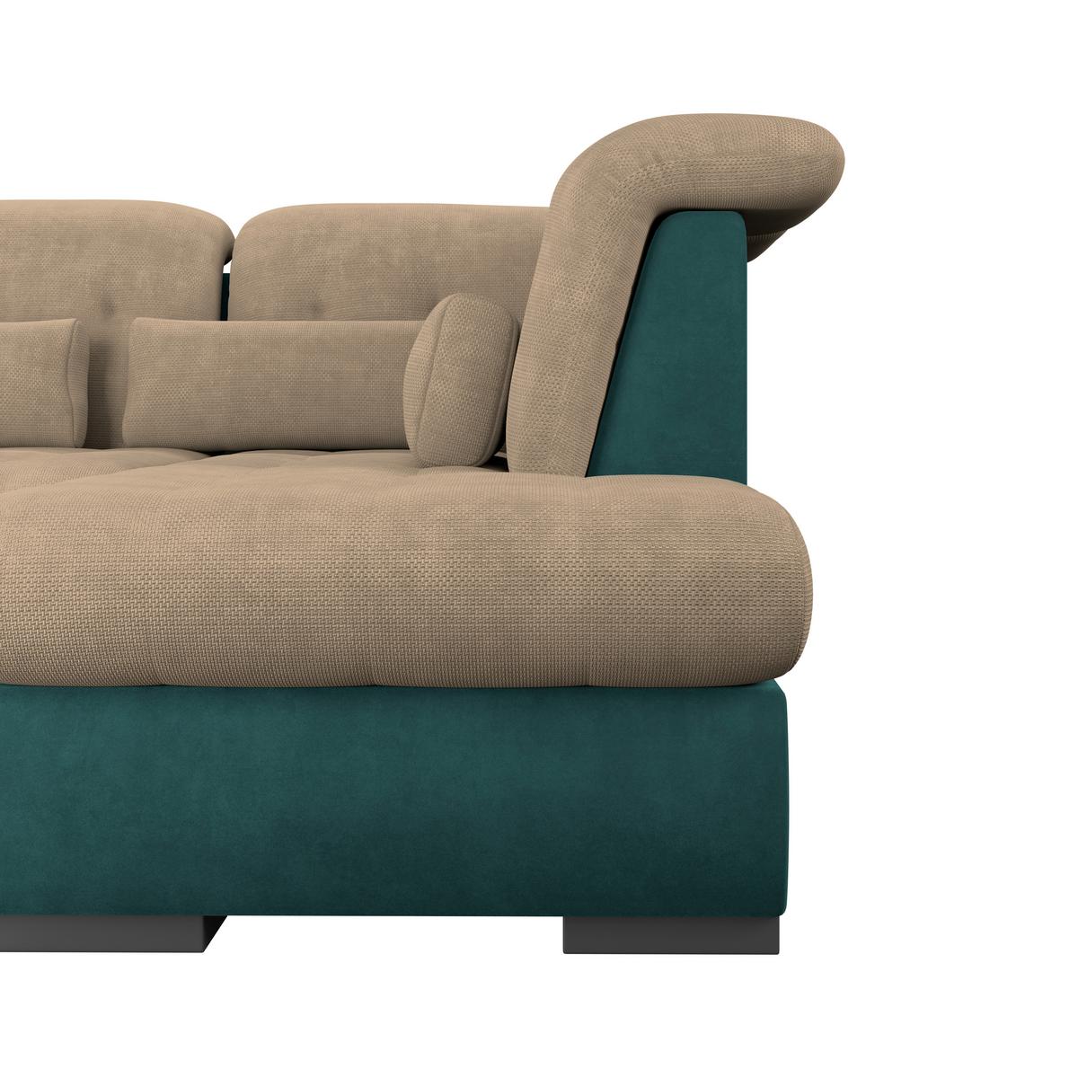 Wohnlandschaft Madera Dunkelbraun S: 358x212 cm - Türkis/Dunkelbraun, KONVENTIONELL, Kunststoff/Textil (190/358/212cm)