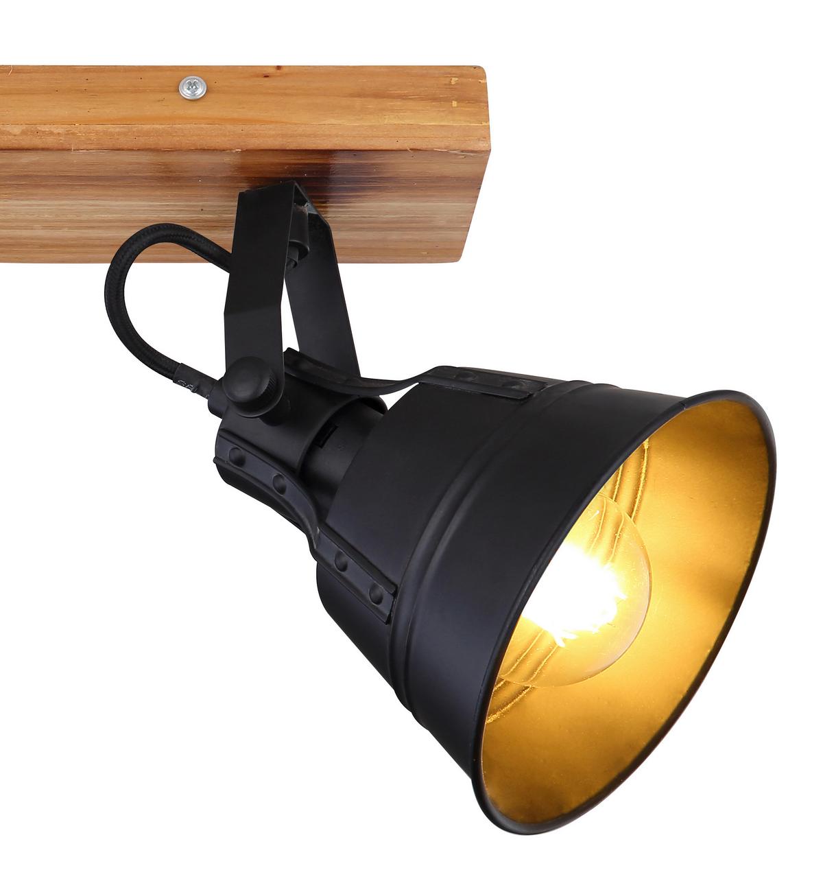 Strahler Günther 2-flammig Verstellbar L: 38 Cm - Goldfarben/Schwarz, Natur, Holz/Metall (38/24cm) - Globo