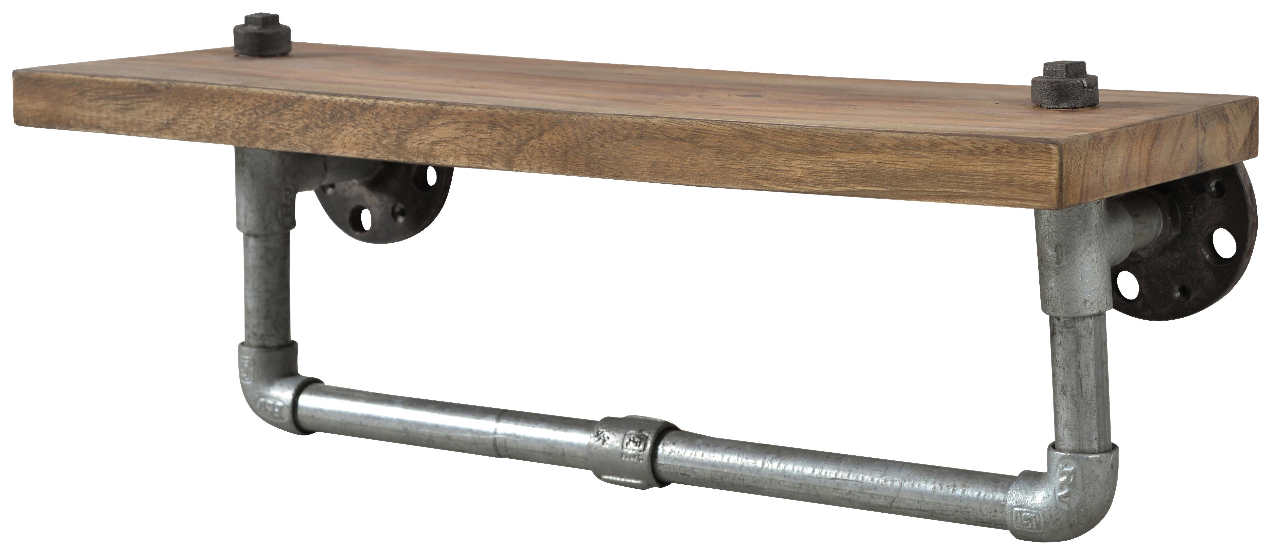 Wandboard Castelo B: 60 cm Echtholz - Silberfarben/Naturfarben, Basics, Holz/Metall (60/22/20cm)