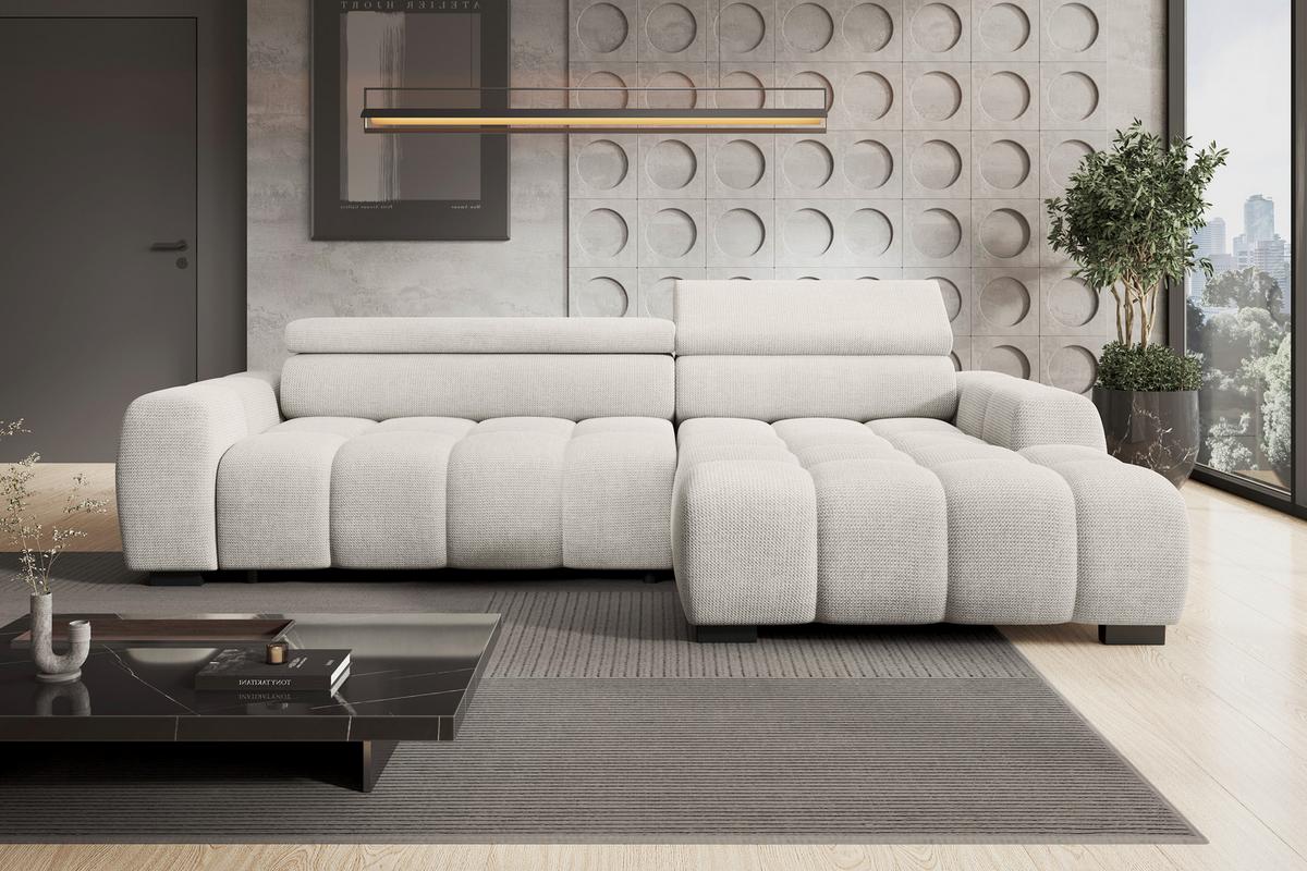 Ecksofa Fargo S Greige, B: 285 cm - Greige/Schwarz, Trend, Textil (285/168cm)
