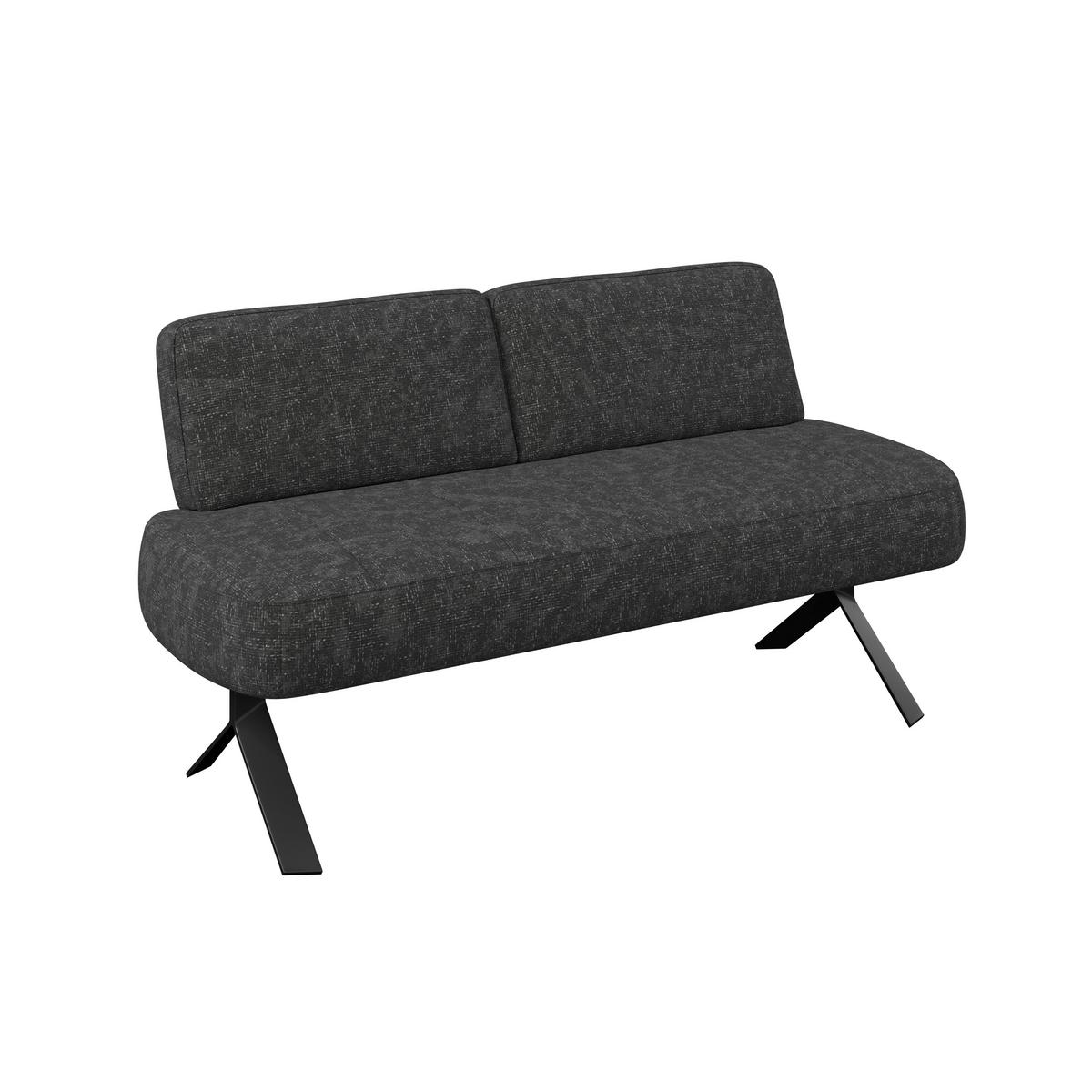 Sitzbank grau/Metallbeine Ulmo B: 162 cm - Dunkelgrau/Schwarz, MODERN, Textil/Metall (162/83/71cm)