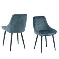 ARMLEHNSTUHL-SET Schwarz/Blau 2-teilig - Blau/Schwarz, MODERN, Textil/Metall (48/84/57cm) - MID.YOU