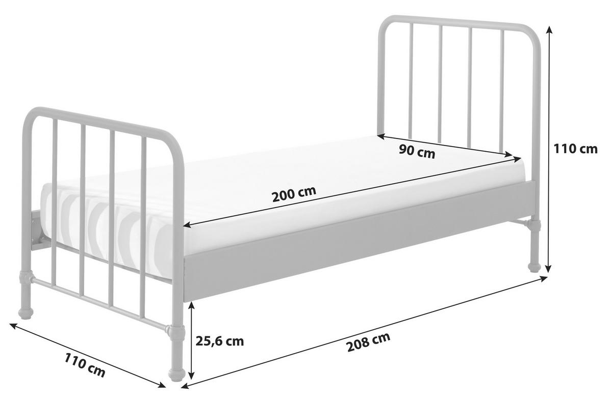 Postel pro děti a mládež BRONXX zelená matní - zelená, Moderní, kov/dřevo (90/200cm) - MID.YOU