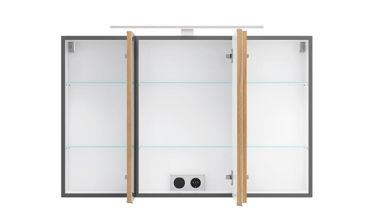 SPIEGELSCHRANK Verona Grau B: 100cm - Wildeiche/Grau, Trend, Glas/Holzwerkstoff (100/64/20cm) - Held