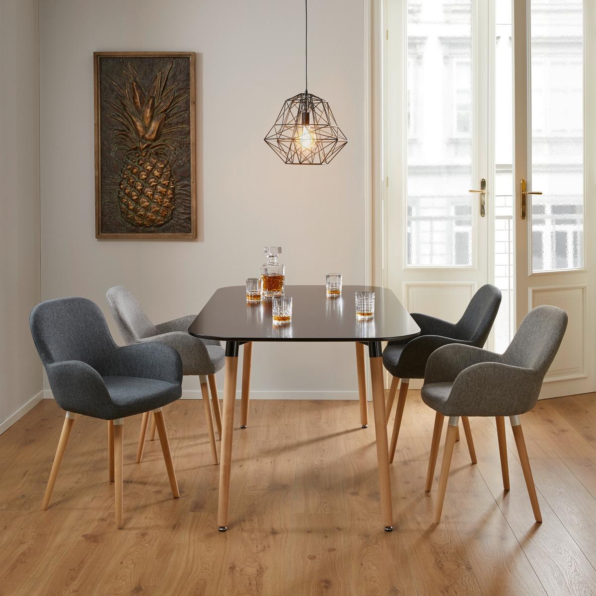 Jídelní stůl Anuk 160x90 - černá/barvy buku, Moderní, dřevo/kompozitní dřevo (160/90/75cm) - Modern Living