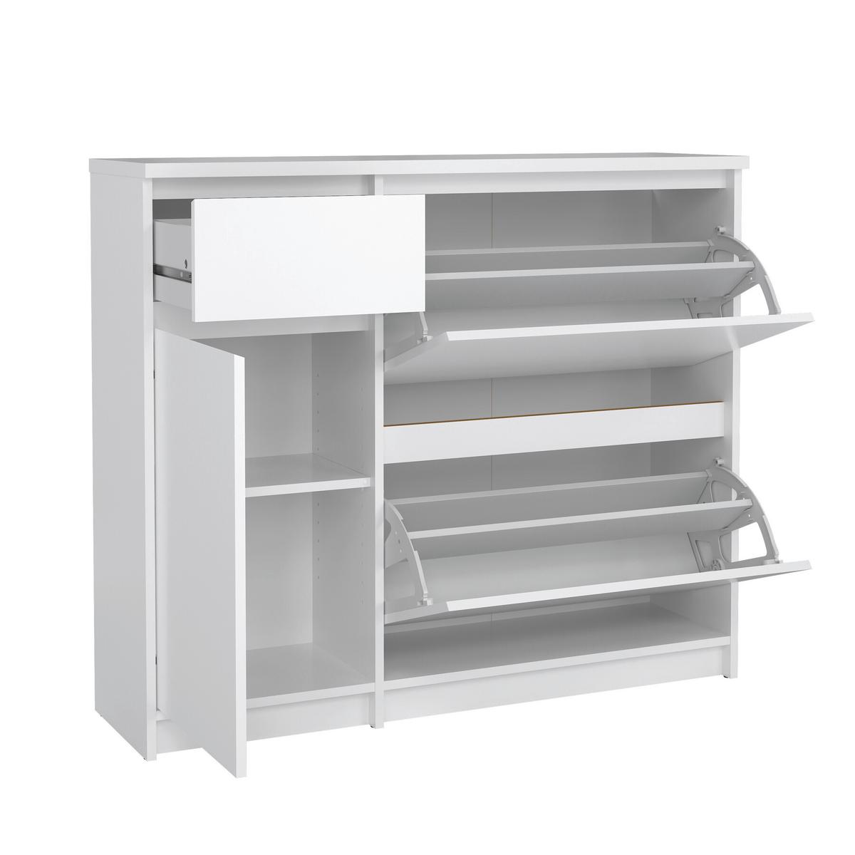 Cipősszekrény Naia 108,9/92,9cm - magasfényű fehér, Design, faalapú anyag (108,9/92,9/31,5cm) - Livetastic
