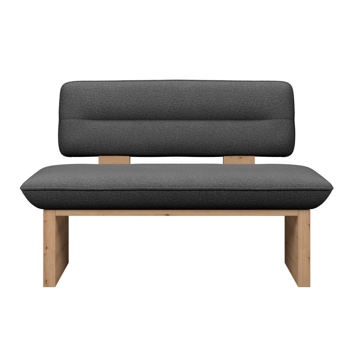 Sitzbank Beluna II Webstoff schwarz, B: 140cm - Eichefarben/Schwarz, KONVENTIONELL, Holzwerkstoff/Textil (140/87/67cm) - James Wood