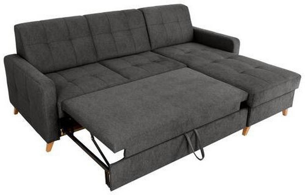 Eckschlafsofa Lars Grau S: 223/161 Cm - Kernbuche/Grau, Design, Textil (223/161cm) - MID.YOU