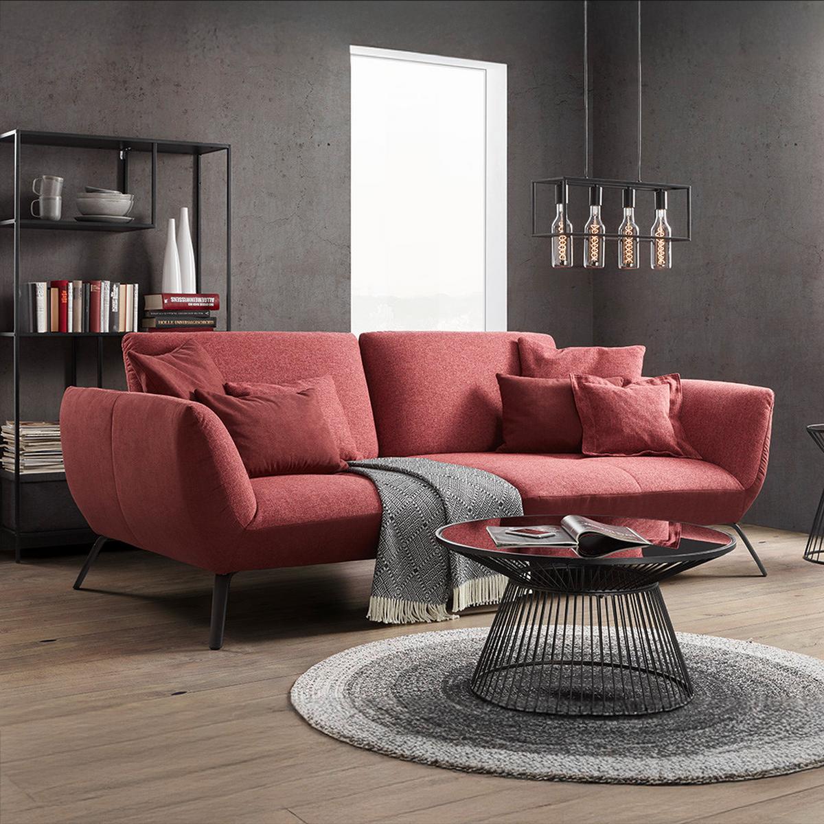 Veľká pohovka TRENDY, bordová - čierna/bordová, Modern, kompozitné drevo (260/93/124cm) - Premium Living