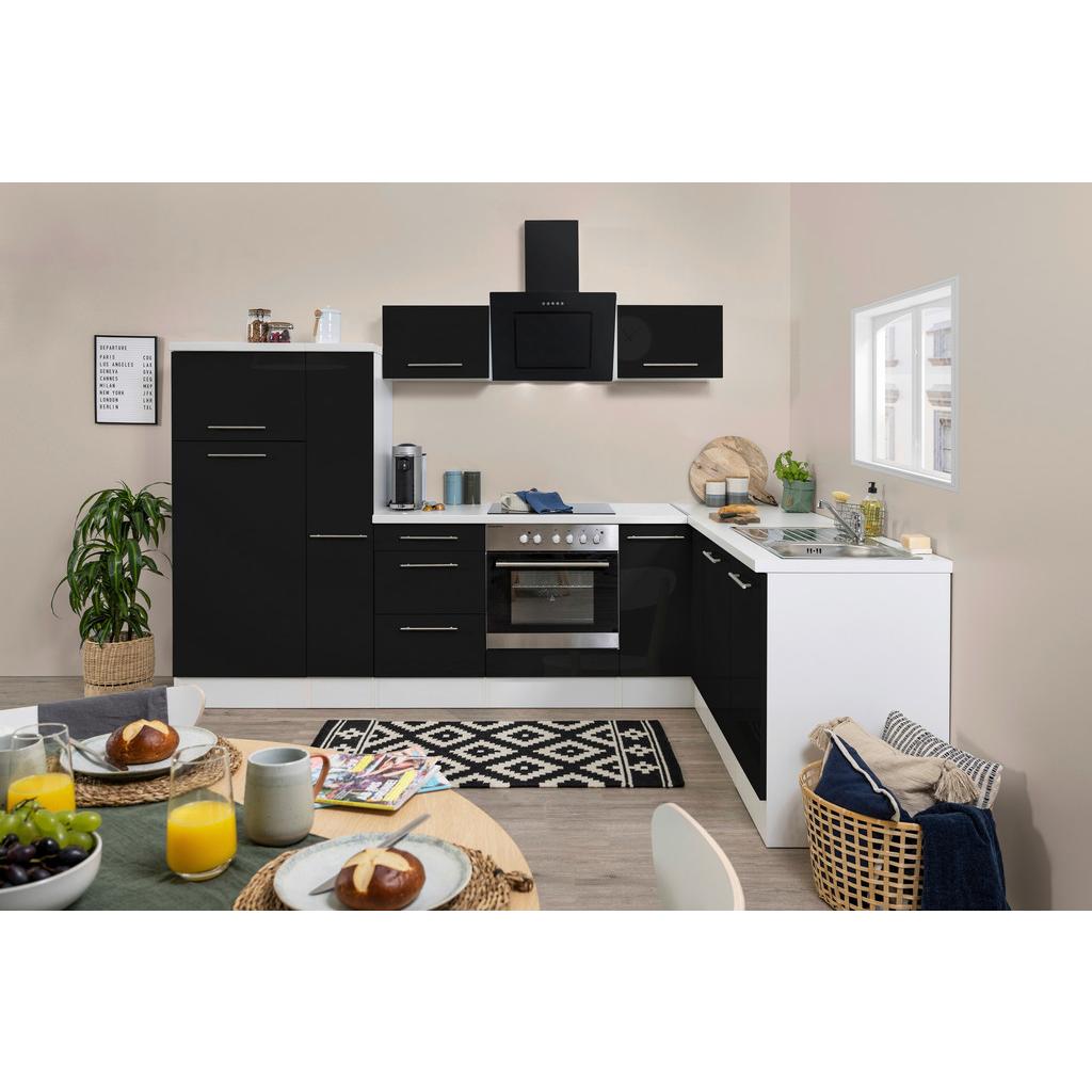 Eckküche Rp290wsc mit Geräten 290x200 cm Schwarz/Weiß