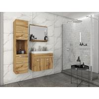 Badmöbel-Set 4-Tlg. Montreal 100cm Eiche Wotan - Eiche Wotan/Weiß, LIFESTYLE, Holzwerkstoff (90cm) - P & B
