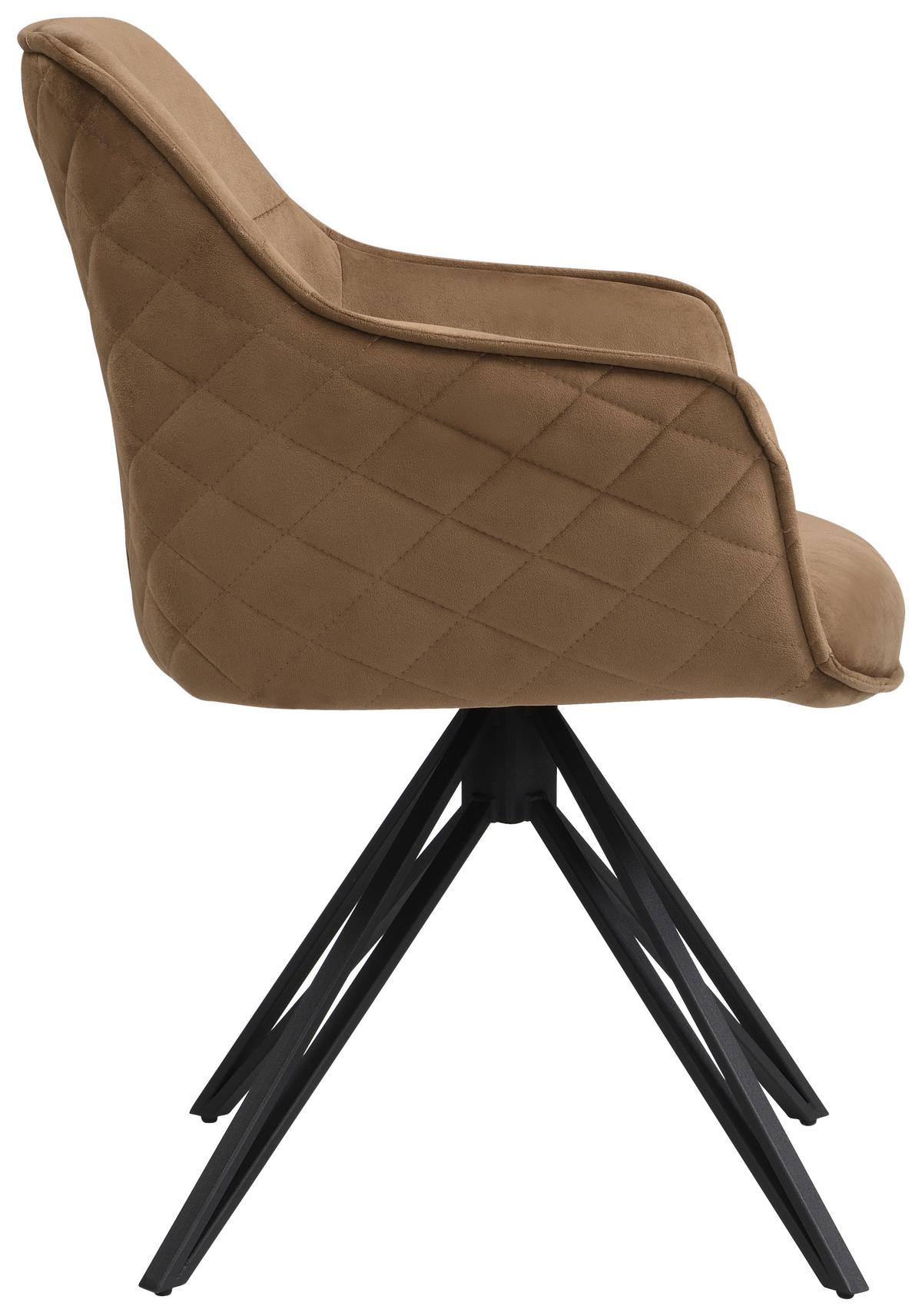 Armlehnstuhl Aurelia Schwarz/Taupe B: 57 cm - Taupe/Schwarz, MODERN, Textil/Metall (57/82/61cm) - Livetastic