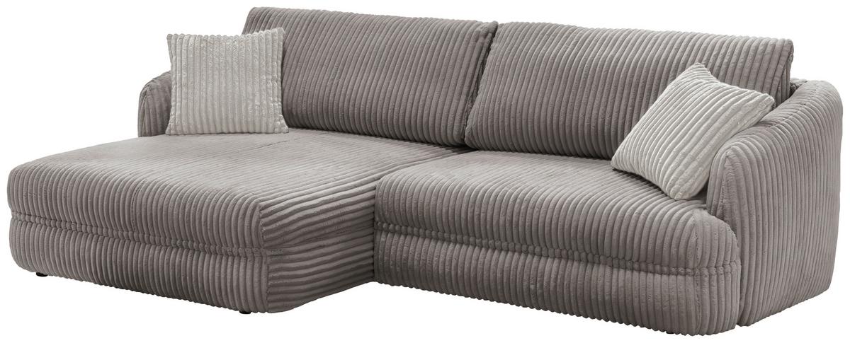 Ecksofa Lush, Taupe Schenkel: 161x284 cm - Taupe/Silberfarben, Design, Textil (161/284cm) - Livetastic