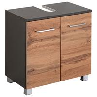 Waschbeckenunterschrank Paris Eiche Wotan/weiß B: 60 Cm - Silberfarben/Eiche Wotan, MODERN, Holzwerkstoff (60/53/35cm) - Held