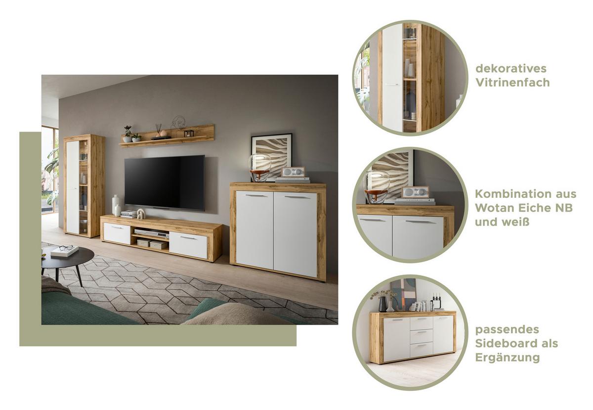 Wandboard Jam Eiche Dekor B: 140 Cm - Eiche Wotan, Design, Holzwerkstoff (140/20/15cm) - MID.YOU
