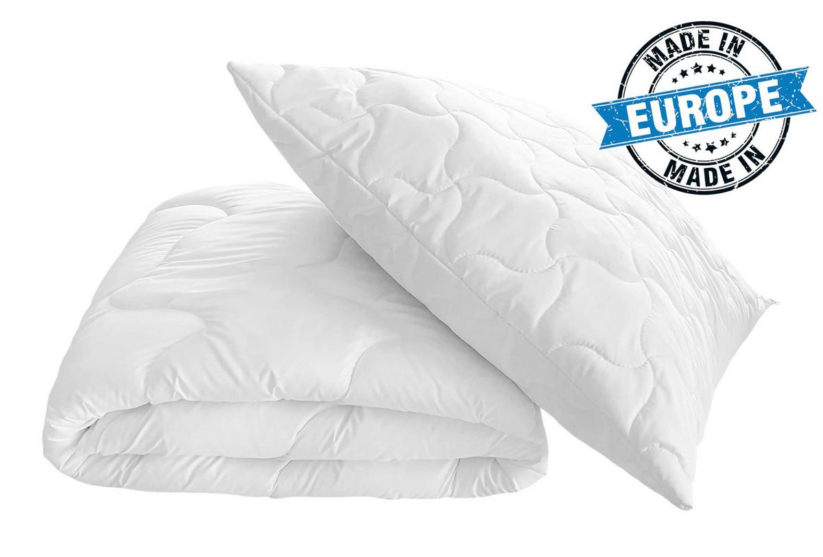 SOUPRAVA PŘIKRÝVKY A POLŠTÁŘE MF BETTENSET ALOE VERA AT - bílá, Basics, textil (140x200/70x90cm)