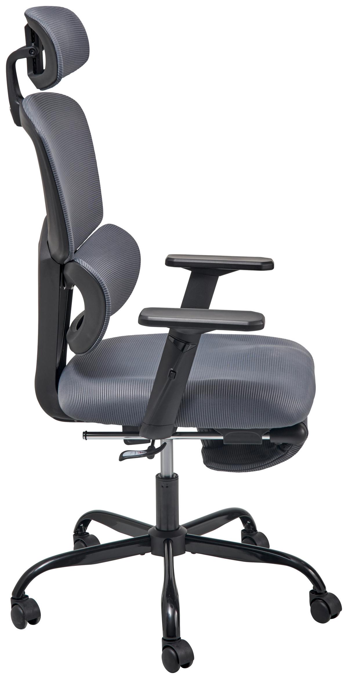 Drehstuhl Parma - Schwarz/Grau, MODERN, Kunststoff/Textil (65/115-123/68cm) - Livetastic