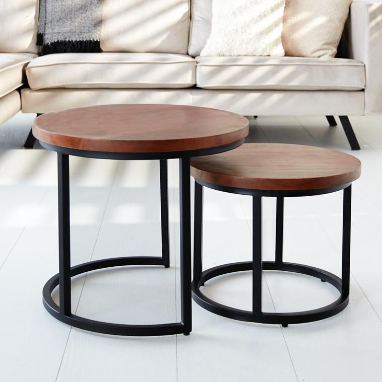 Satztisch Giro - Schwarz/Braun, KONVENTIONELL, Holz/Metall (53/53/45cm) - MID.YOU