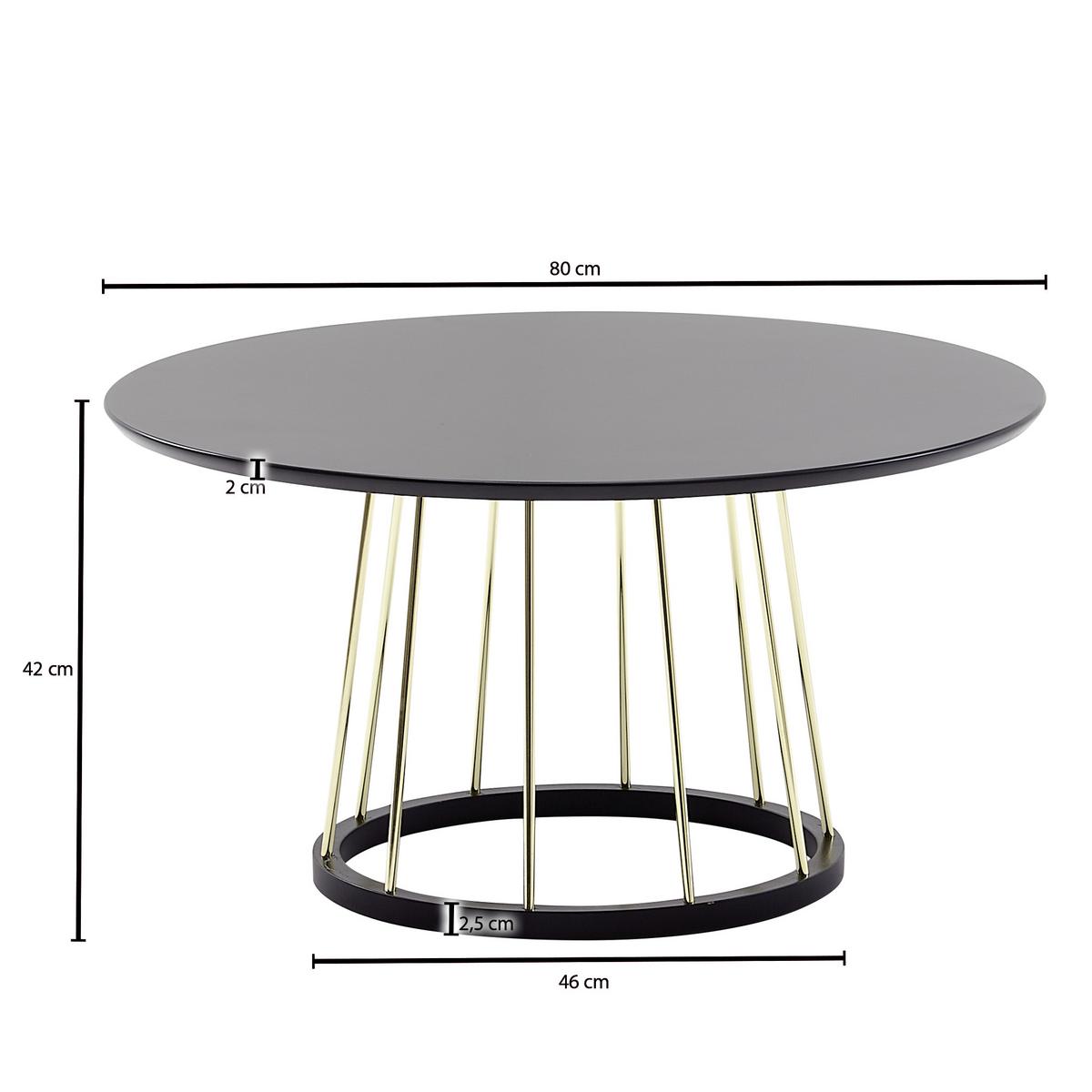 Konferenční stolek černý - černá/barvy zlata, Moderní, kov/kompozitní dřevo (80/80/42cm) - MID.YOU