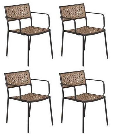 Gartenstuhl-Set Paola Metall, Kunststoff - Schwarz, KONVENTIONELL, Kunststoff/Metall (56/80/59cm) - Gardenson