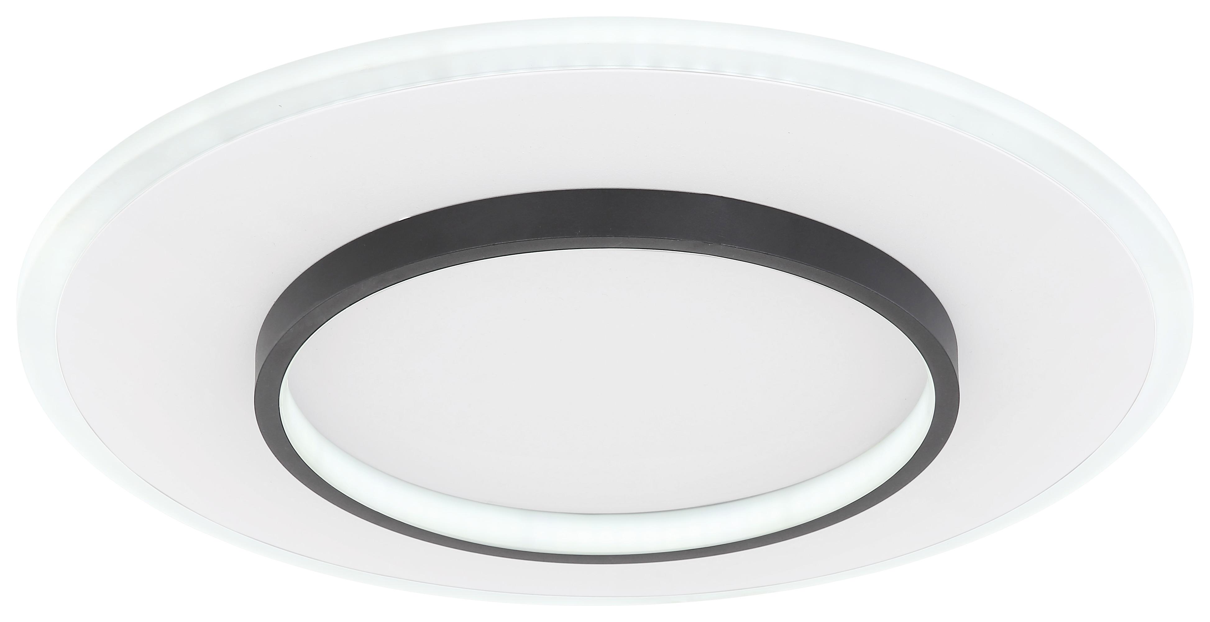 Led-deckenleuchte Lima Ø 46,8 Cm Mit Fernbedienung - Opal/Schwarz, Basics, Kunststoff/Metall (46,8/6cm) - Globo