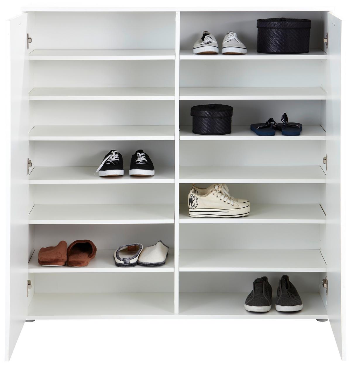 Schuhschrank Boot 2 Weiß B: 120 cm - Weiß, MODERN, Holzwerkstoff (120/125/37cm)