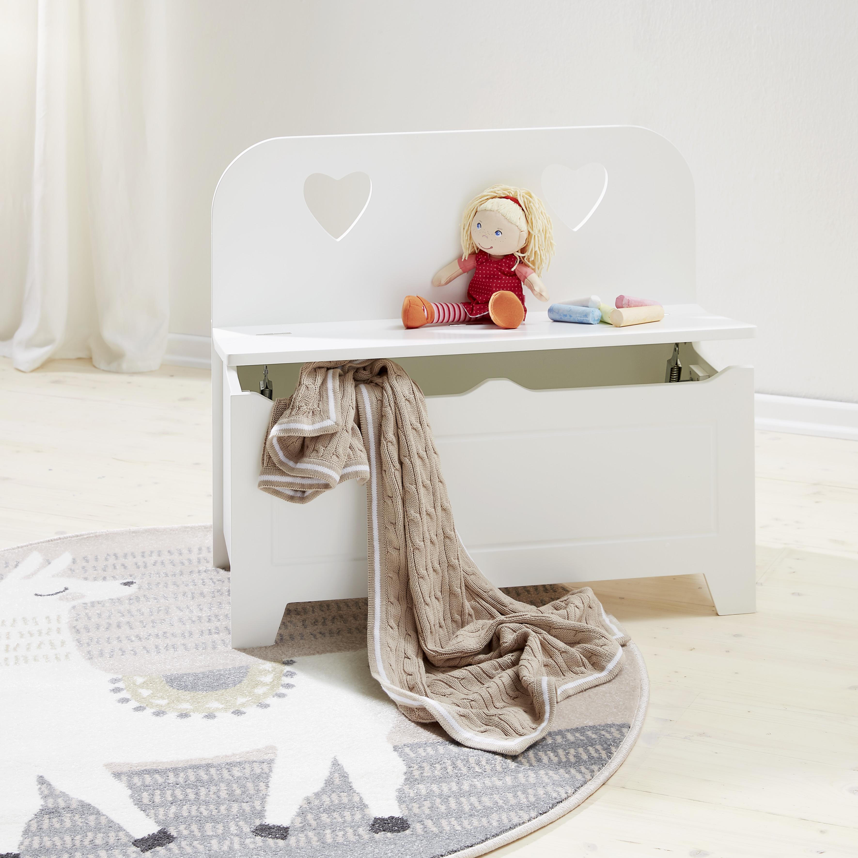 Kindersitzbank Lee Dekor Weiß mit Stauraum und Lehne - Weiß, LIFESTYLE, Holzwerkstoff (74/63/35cm) - MID.YOU