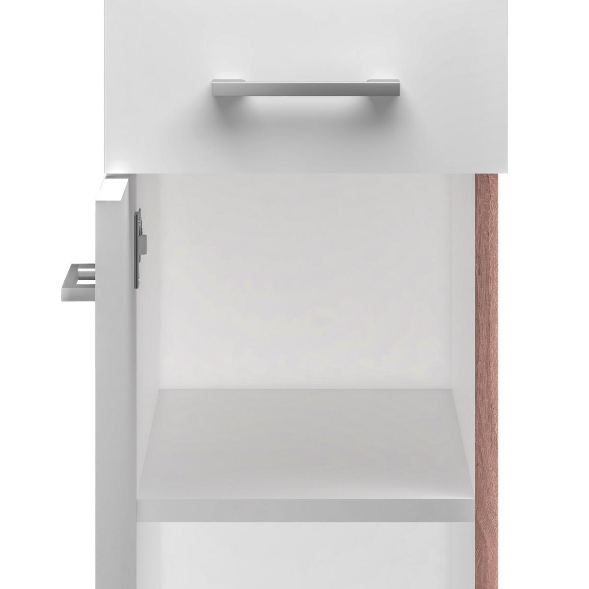 Küchenunterschrank Samoa B: 30 cm Weiß/Eiche Dekor mit Lade - Weiß/Sonoma Eiche, KONVENTIONELL, Holzwerkstoff (30/85/57cm)