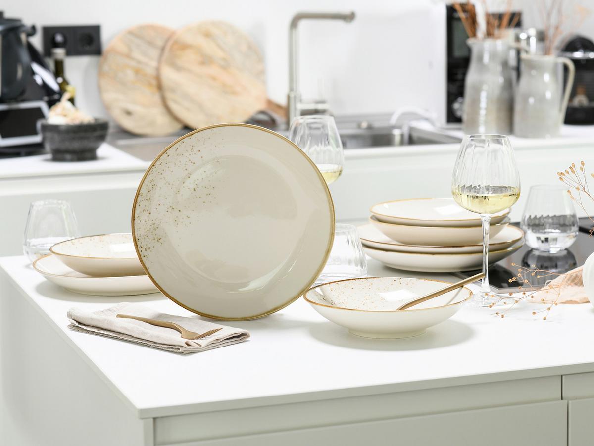Tafelservice 8--Teilig. Steinzeug, creme - Creme, Basics, Keramik - Creatable